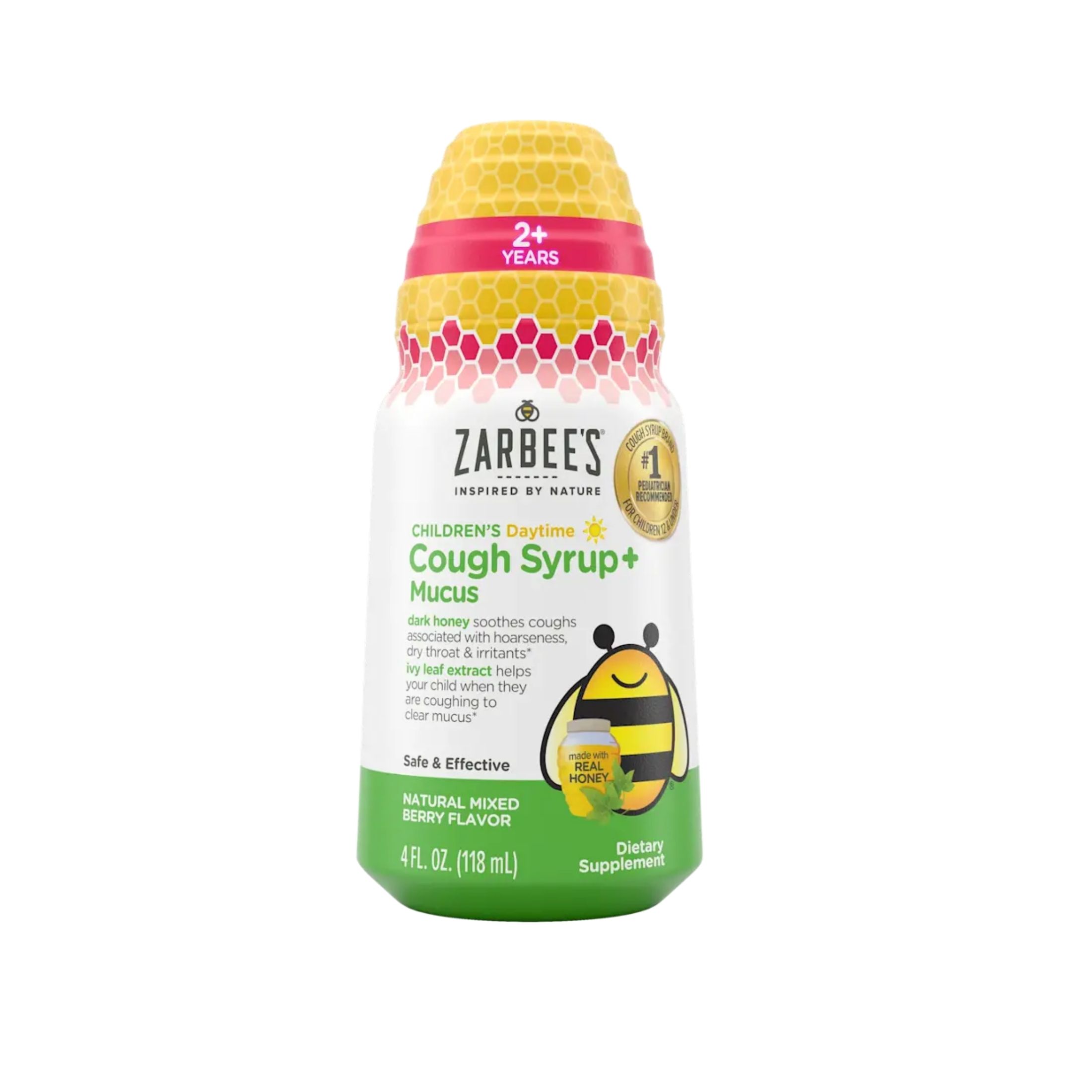Zarbee's Cough Syrup + Mucus, Daytime, Natural Mixed Berry Flavor, Children's 4 Fl Oz