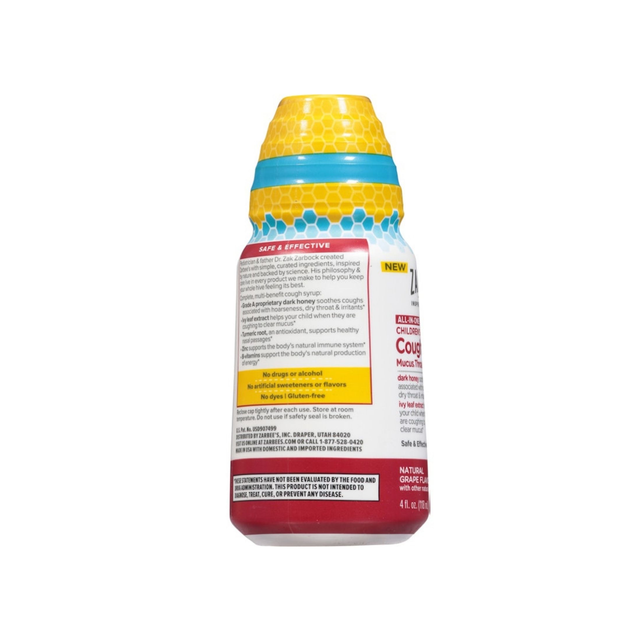 Zarbee's Cough Syrup + Mucus, Throat & Nasal, Daytime, All In One, Natural Grape Flavor, Children's 4 Fl Oz