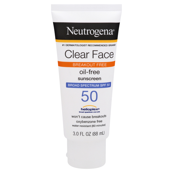 Neutrogena Clear Face Break-Out Free Liquid Lotion Sunscreen Broad Spectrum SPF 50 88ml