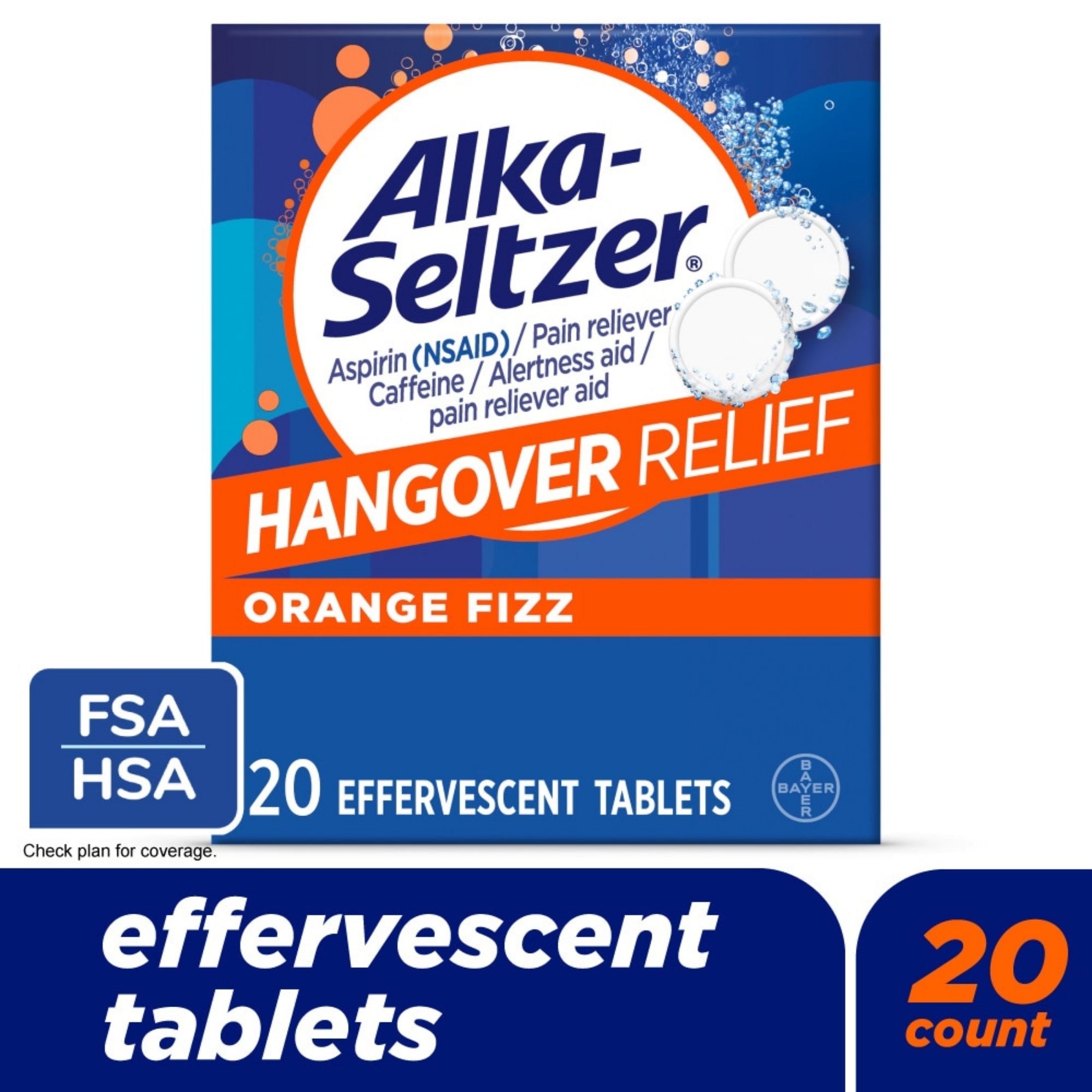 Alka-Seltzer Hangover Relief Orange Fizz Effervescent Tablets
