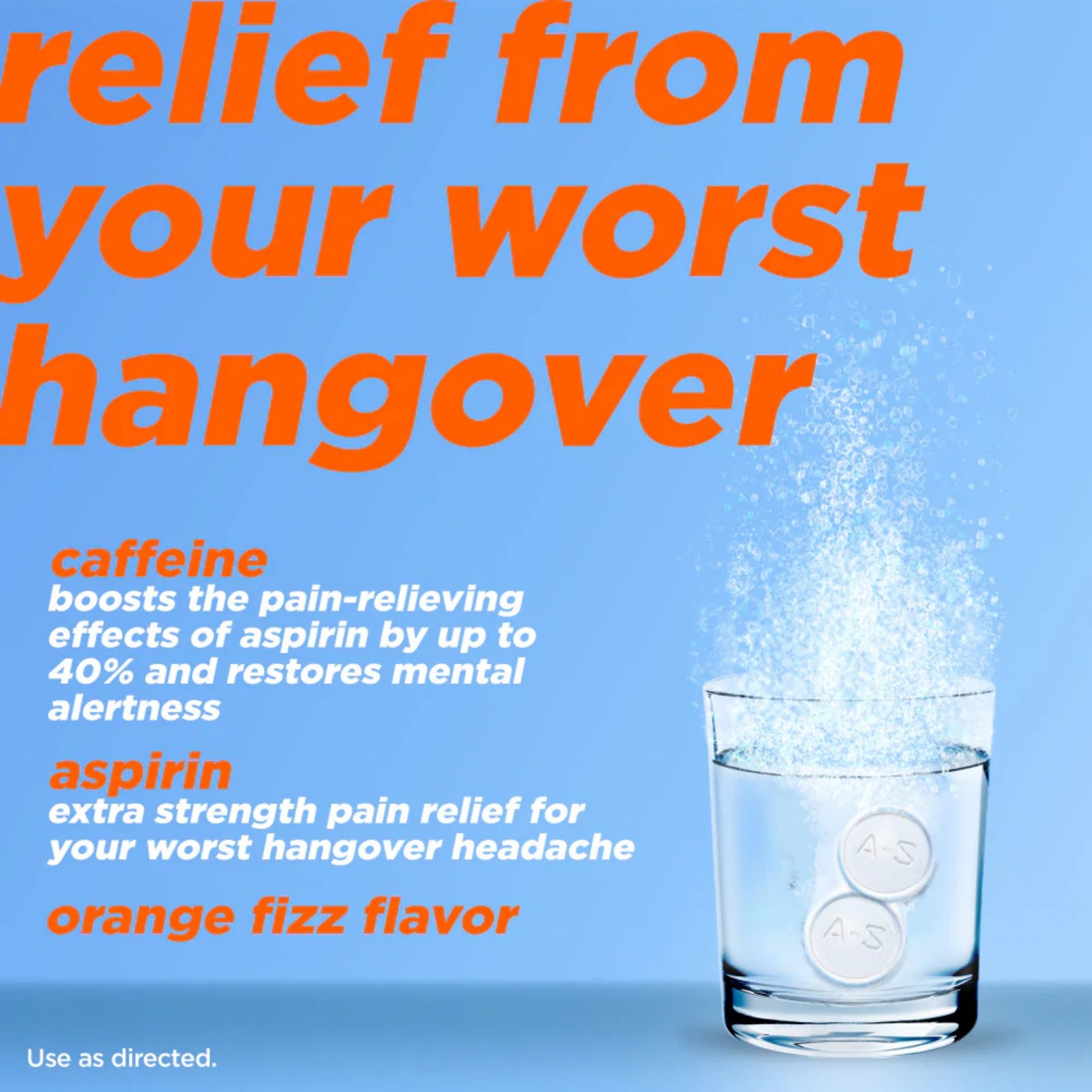 Alka-Seltzer Hangover Relief Orange Fizz Effervescent Tablets