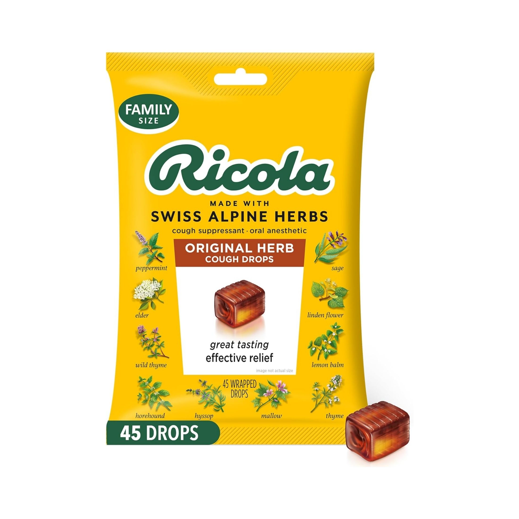 Ricola Cough Drops, Original Herb, Family Size