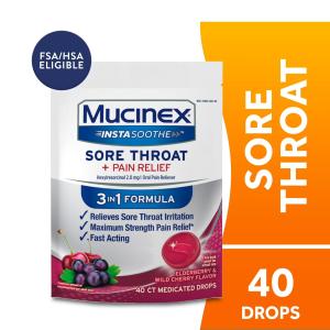 Mucinex Instasoothe Sore Throat Pain Relief - Elderberry & Wild Cherry - 40ct