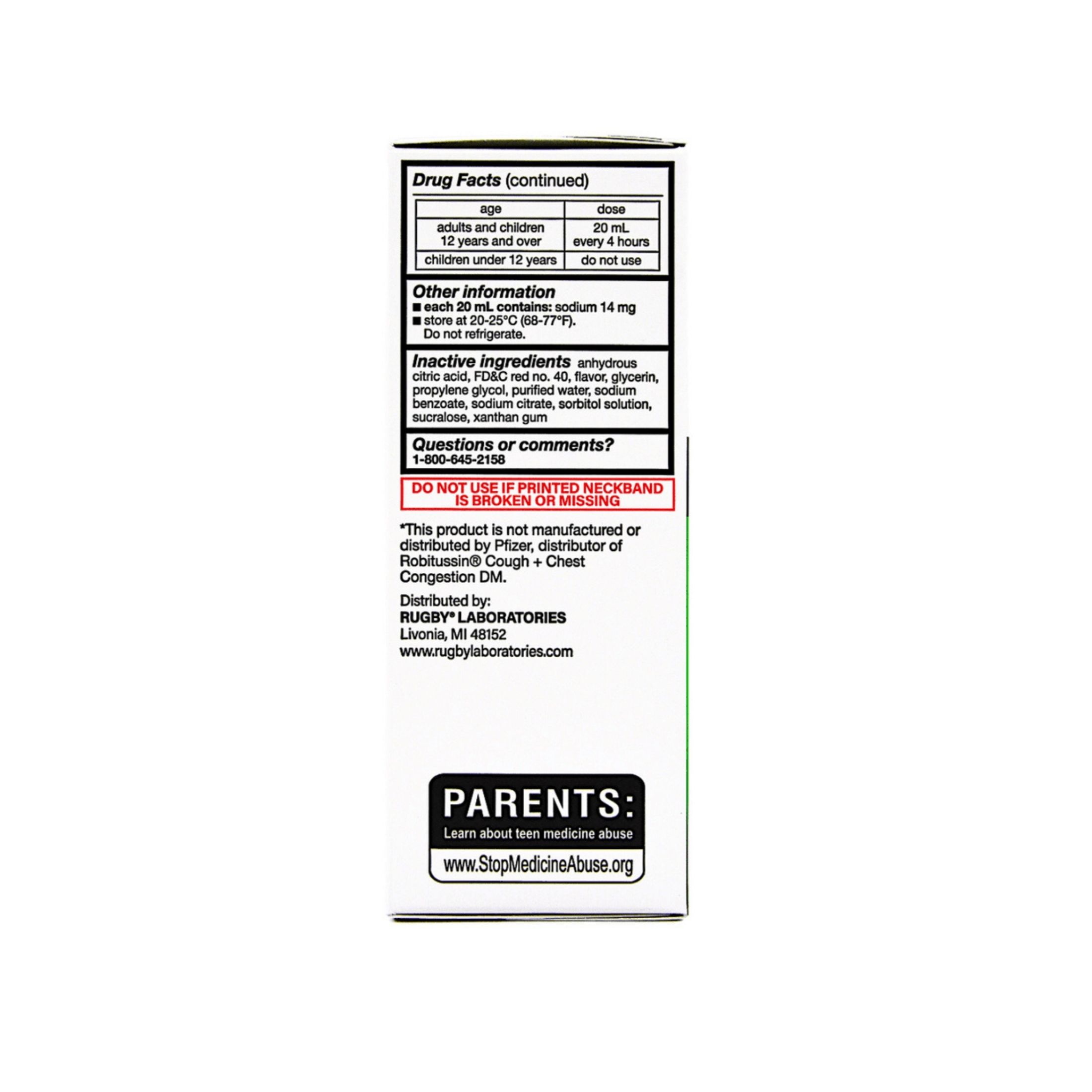Rugby Cough Syrup DM Raspberry Non-Drowsy - 4 Fl Oz