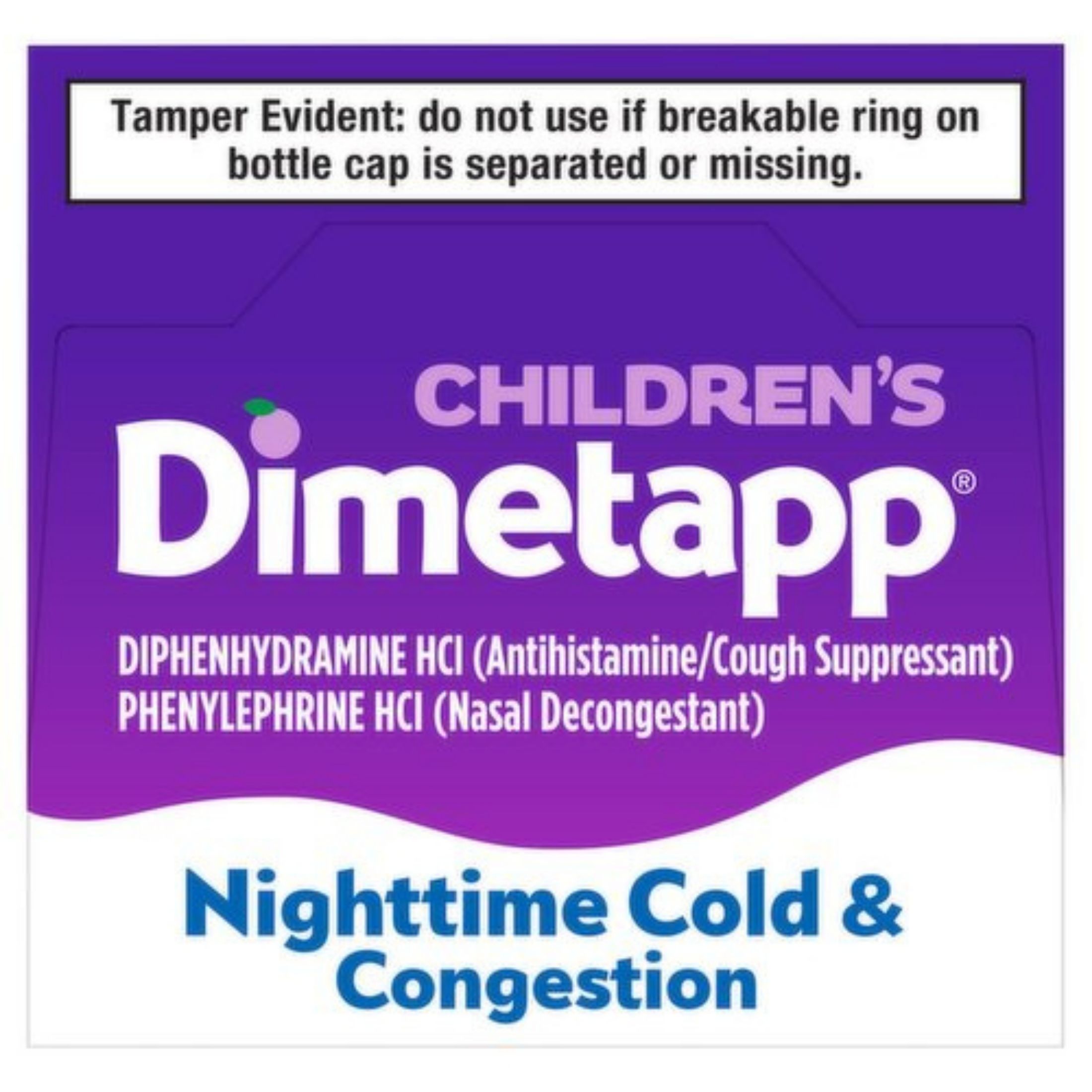 Dimetapp Cold & Congestion, Nighttime, Children's, Grape Flavor 4 Fl Oz