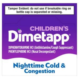 Dimetapp Cold & Congestion, Nighttime, Children's, Grape Flavor 4 Fl Oz