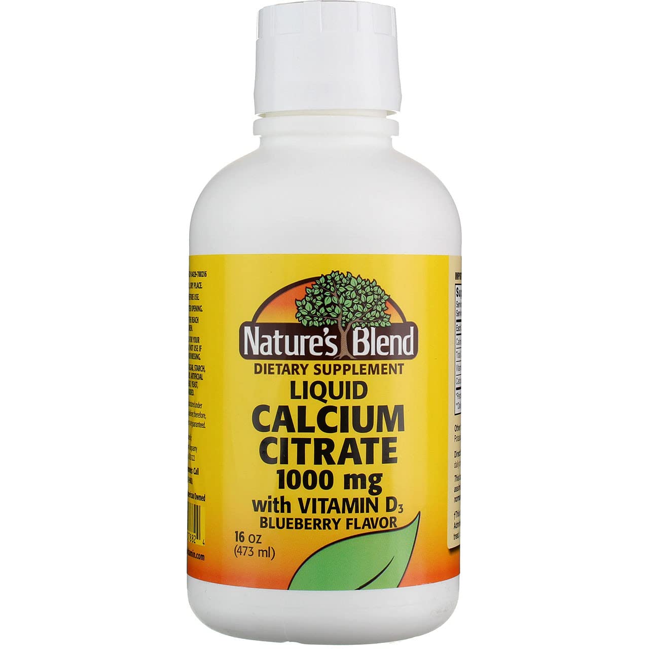 Nature's Blend Calcium Citrate + Vitamin D3 Liquid, Blueberry, 1000 Mg, 16 Oz