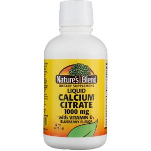 Nature's Blend Calcium Citrate + Vitamin D3 Liquid, Blueberry, 1000 Mg, 16 Oz
