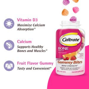 Caltrate Bone Health, Gummy Bites, Black Cherry, Orange & Strawberry