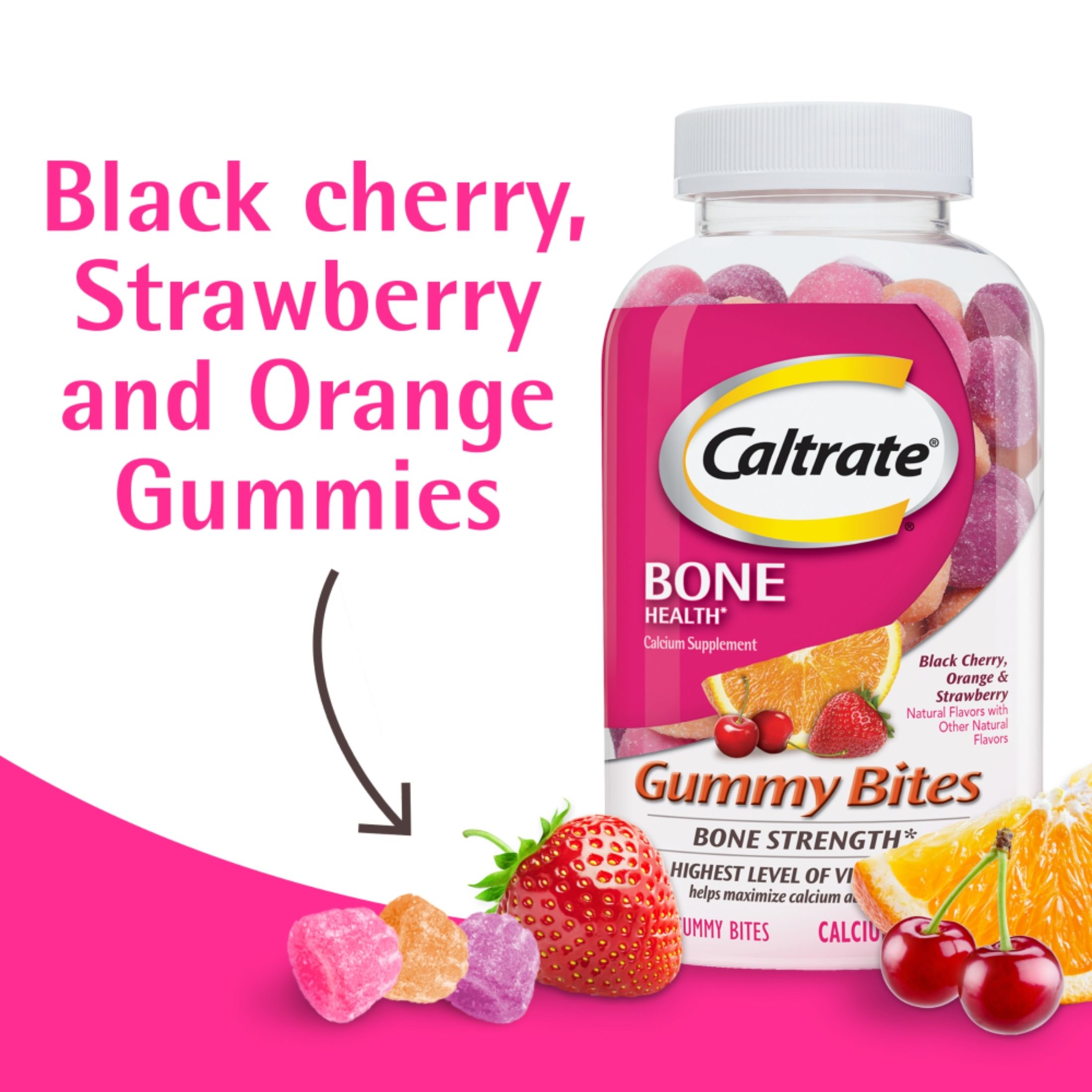 Caltrate Bone Health, Gummy Bites, Black Cherry, Orange & Strawberry