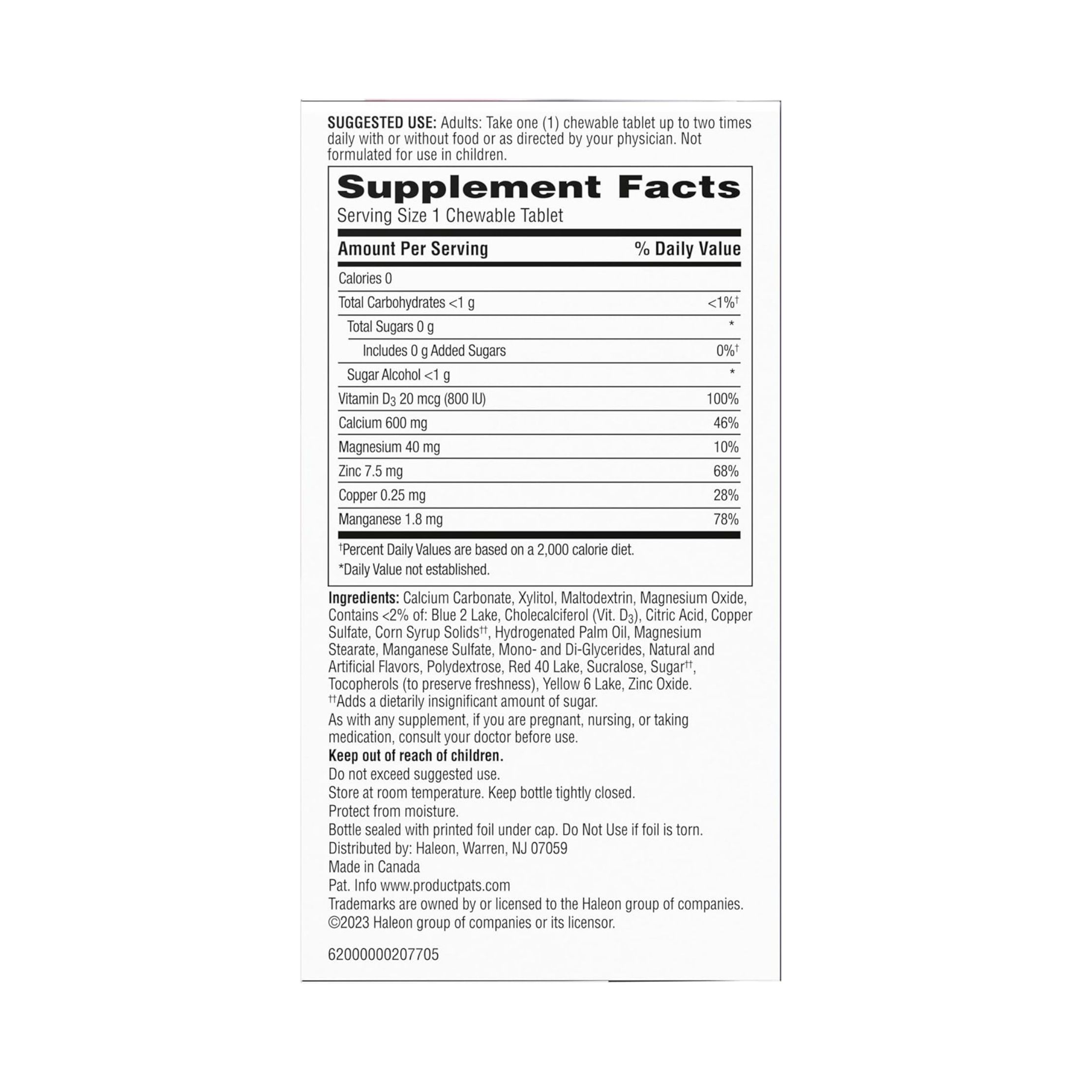 Caltrate Chewables 600 + D3 Plus Minerals Supplement, Cherry, Orange And Fruit Punch Flavor