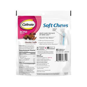 Caltrate Soft Chews 600+D3 Calcium Vitamin D Supplement, Chocolate Truffle
