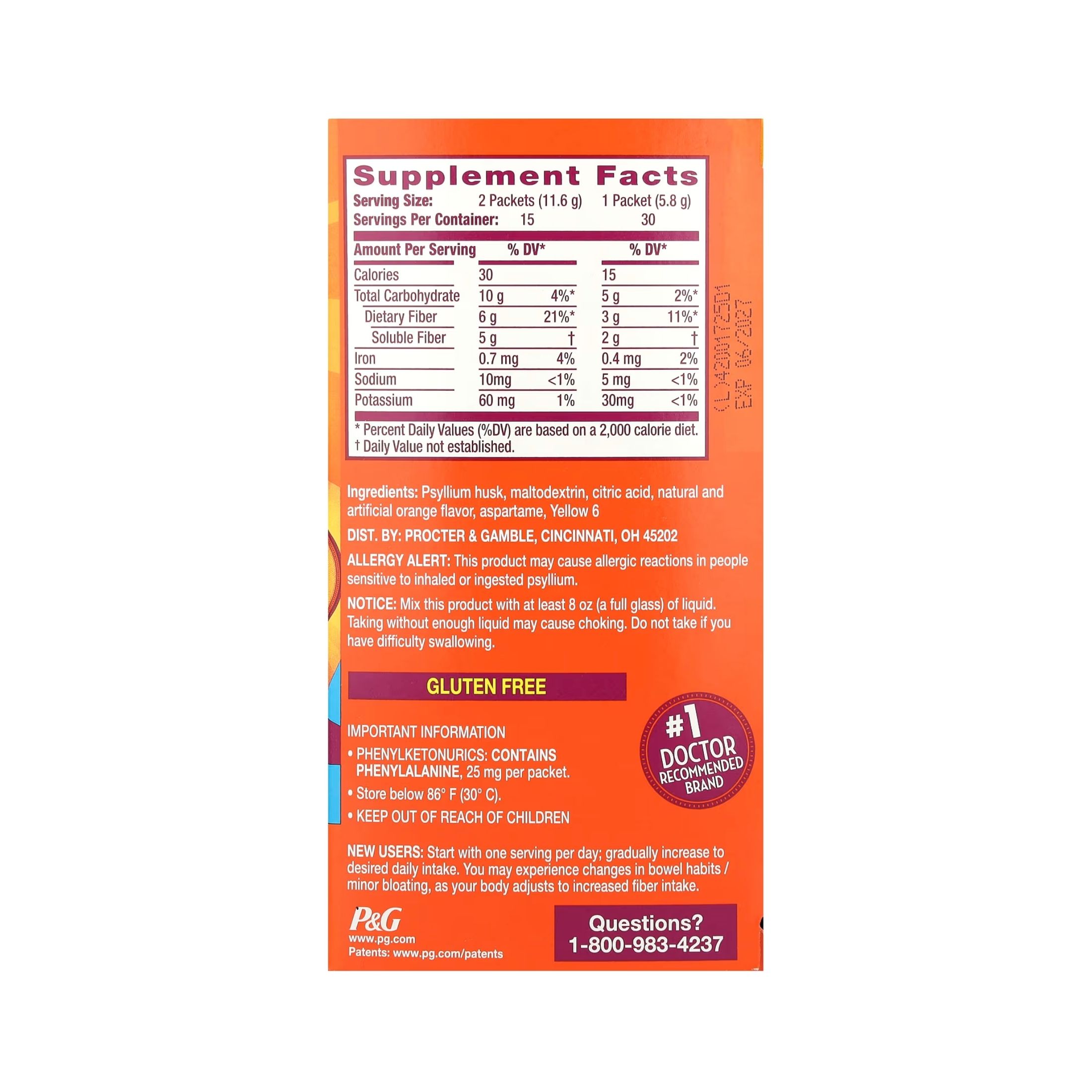 Metamucil Psyllium Fiber Supplement, 4 In 1 Fiber, Powder Packets, Orange