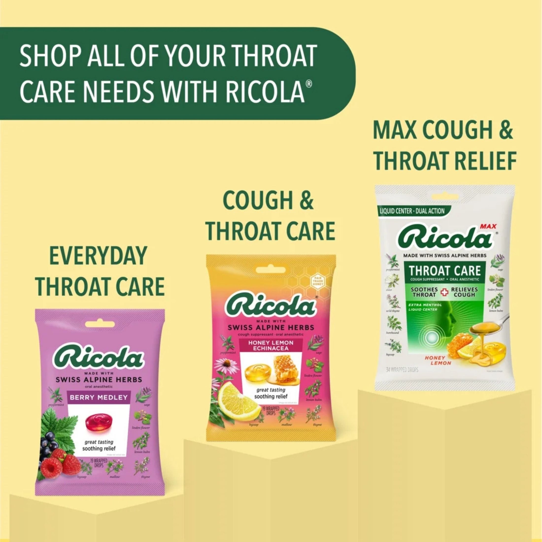 Ricola Max Throat Care Swiss Cherry Cough Drops