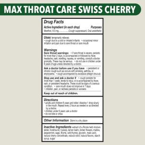 Ricola Max Throat Care Swiss Cherry Cough Drops