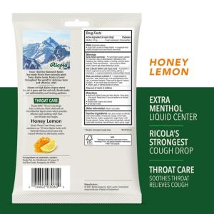 Ricola Drops, Honey Lemon, Throat Care, Extra Menthol, Liquid Center, Wrapped Drops