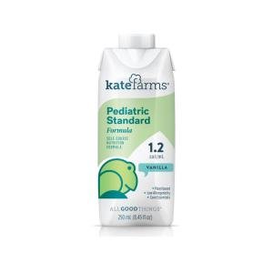 Kate farms Pediatric Standard 1.2 Formula, Vanilla And Chocolate Flavors, Sole Source Nutrition, Nutritional Supplement Drinks, Feeding Tube Meals, Protein Shakes For Kids, 8.45 FL Oz, Pack Of 12 Or
