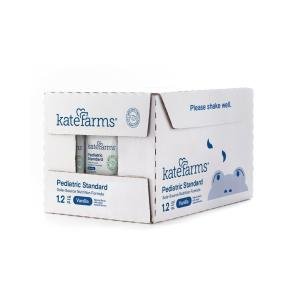 Kate farms Pediatric Standard 1.2 Formula, Vanilla And Chocolate Flavors, Sole Source Nutrition, Nutritional Supplement Drinks, Feeding Tube Meals, Protein Shakes For Kids, 8.45 FL Oz, Pack Of 12 Or