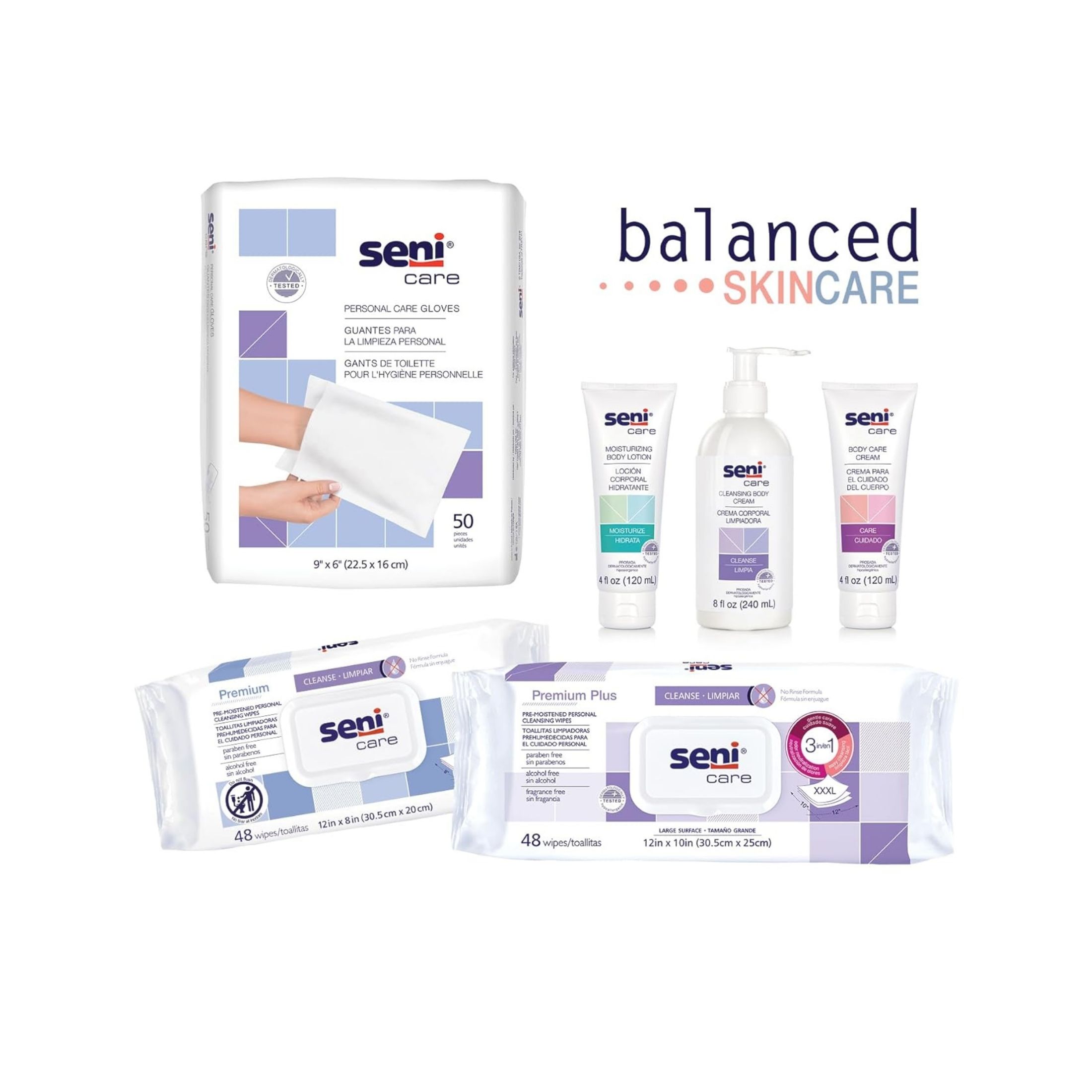 Seni 48 Count Care Premium Pre-Moistened Personal Cleansing Wipes