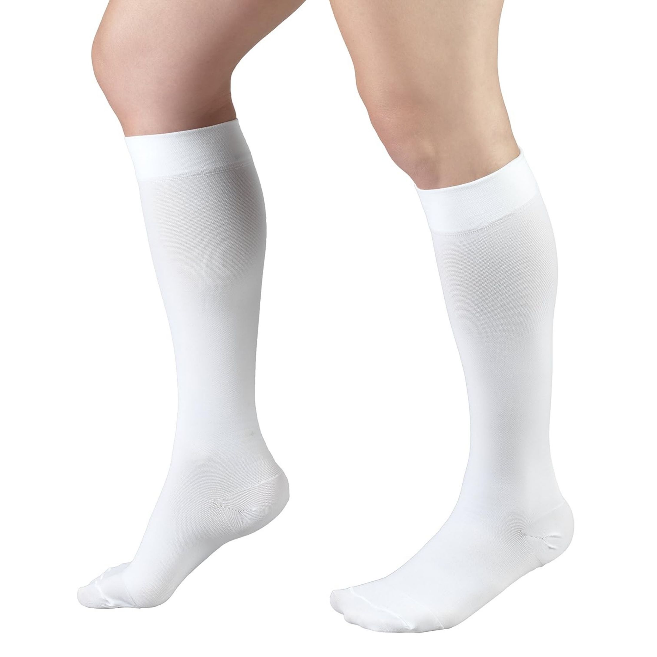 Surgical Compression Stockings, Knee High, Closed Toe, White, X-Large