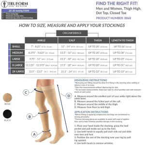 TRUFORM Medical Compression Stockings 20-30 Mm BEIGE #0865 Size: X-Large New 330