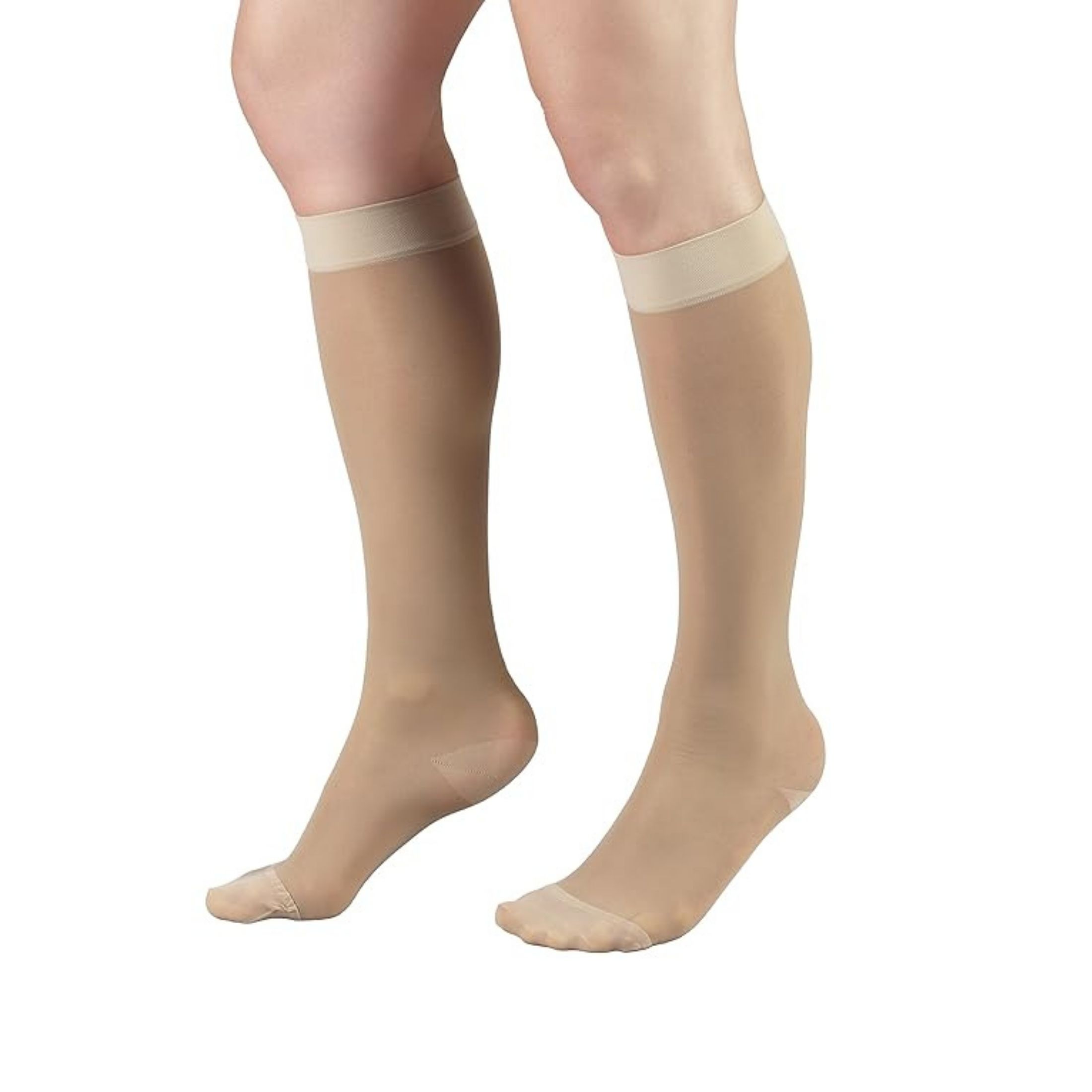 Truform Women’s 15-20 mmHg Sheer Knee High Compression Stockings, Nude, Medium