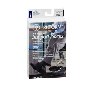 Truform Men's Moderate Dress-Style Support Socks Large, Black