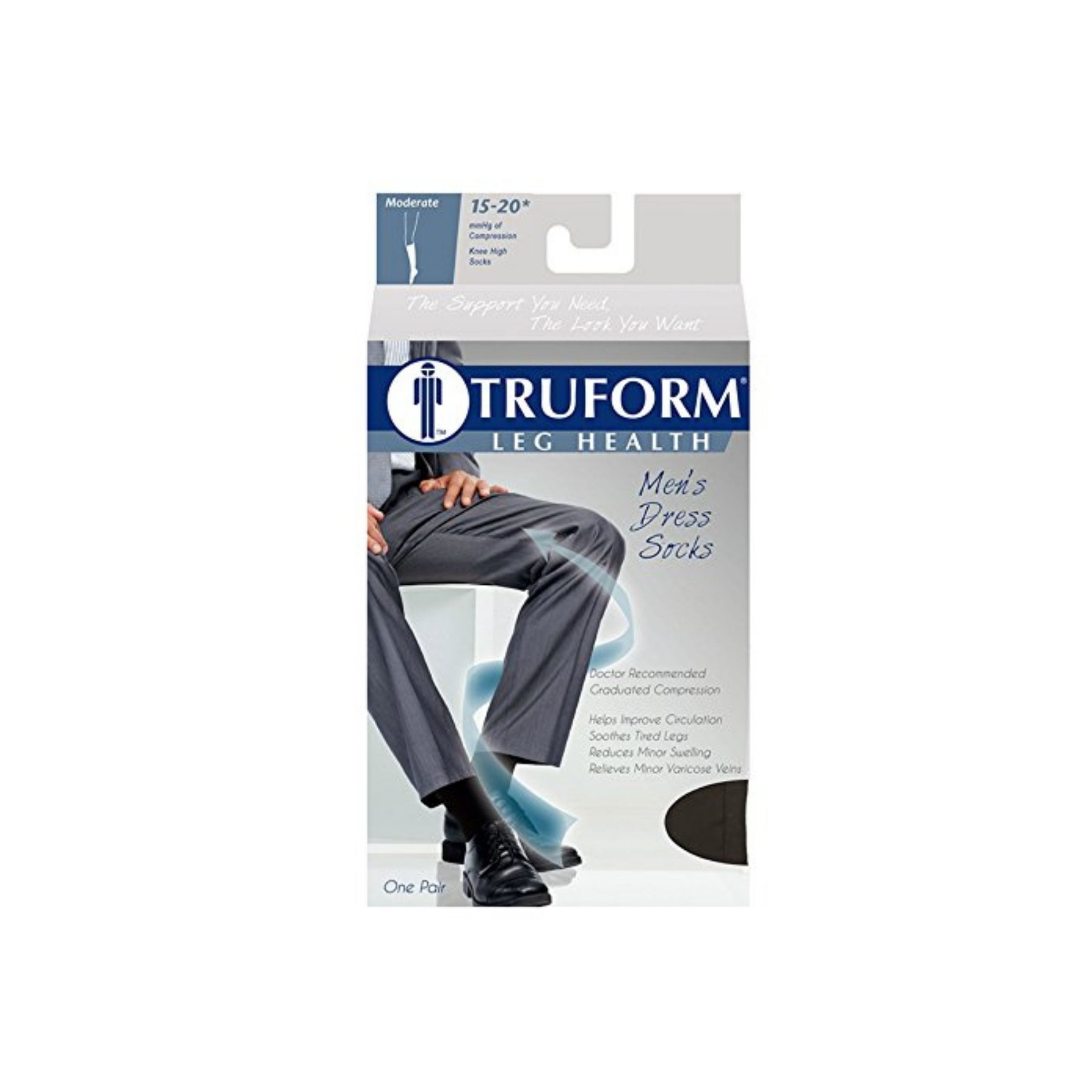 Truform 1943 Men's Dress Compression Socks 15-20 Mmhg Knee High