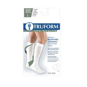 Truform Anti-Embolism Stocking, Below Knee Closed Toe Style Large, White