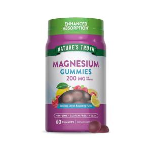 Nature's Truth Enhanced Absorption Magnesium 200 Mg Vegan Gummies, Natural Lemon Raspberry