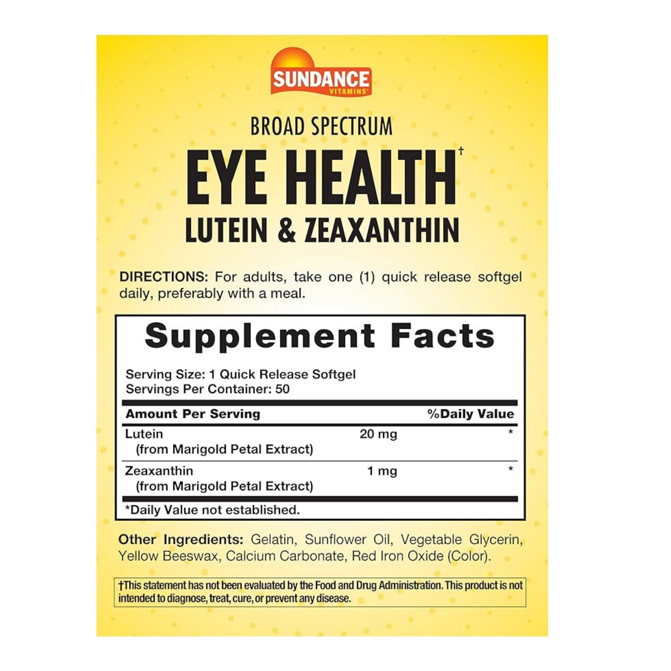Sundance Vitamins Broad Spectrum Eye Health 50 Quick Release Softgels