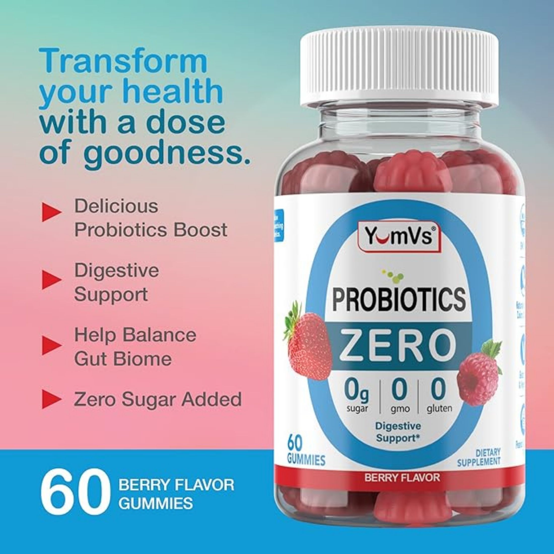 Yum-Vs Vitamins Zero Probiotics -- 60 Gummies