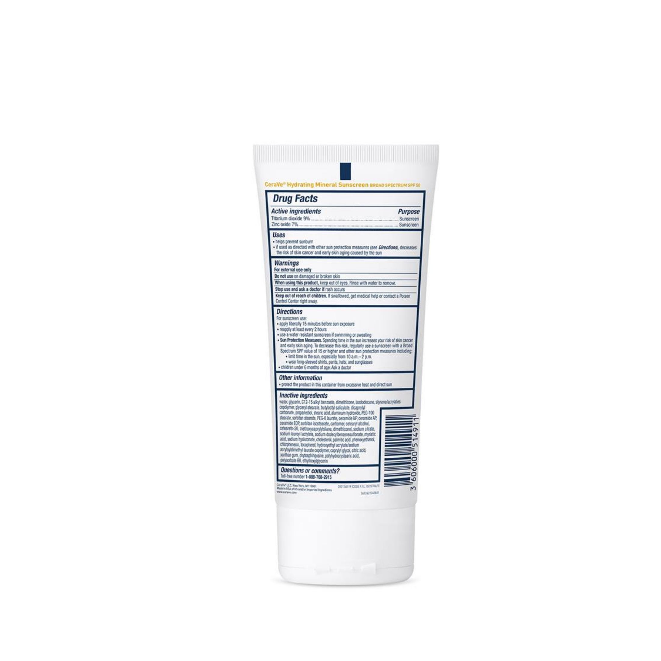 Cerave Hydrating Mineral Sunscreen Body Lotion - SPF 50 - 5 Fl Oz