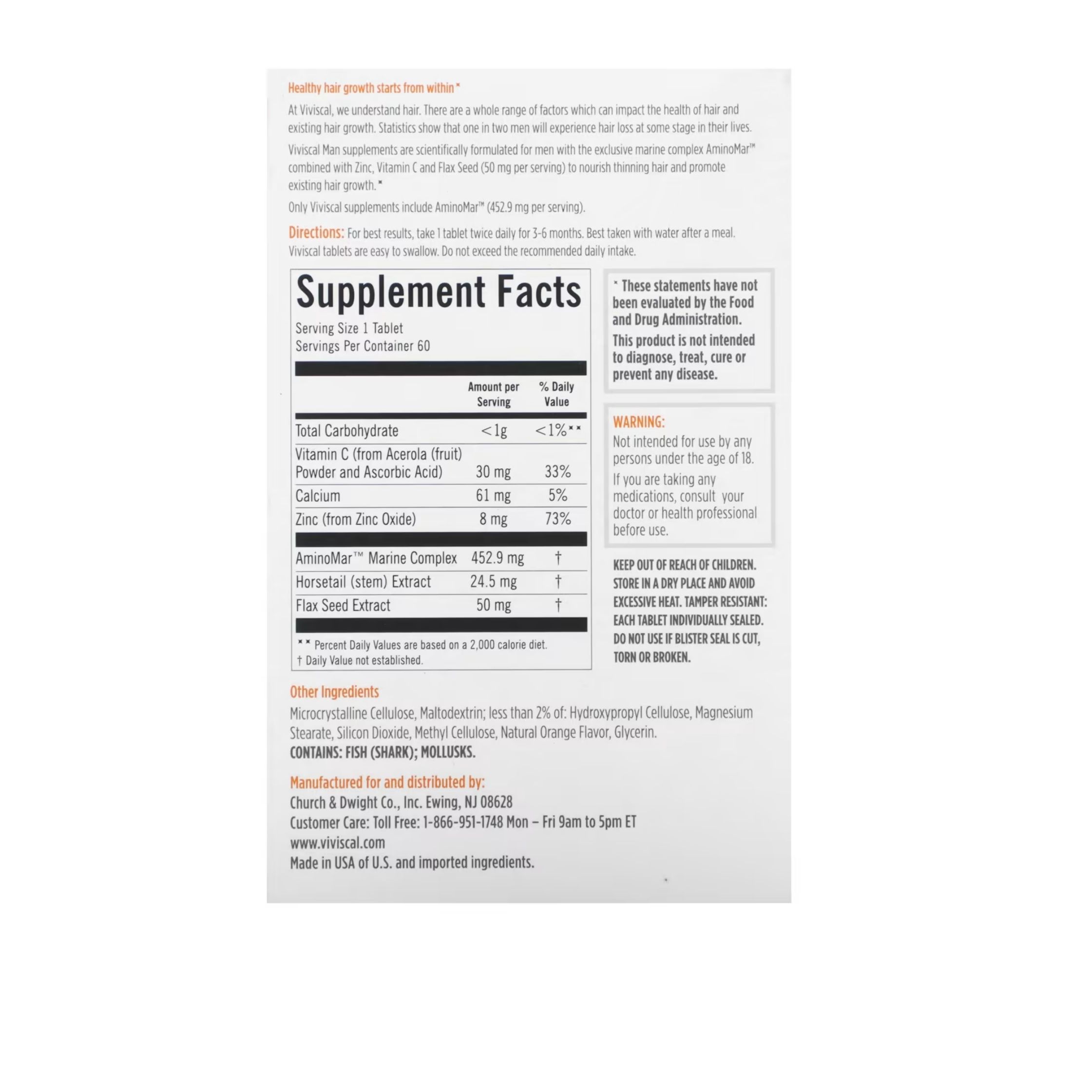 Viviscal Man Advanced Hair Health, 60 Tablets