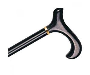 Alex Orthopedic Wood Cane With Derby Handle And Collar - Black Stain