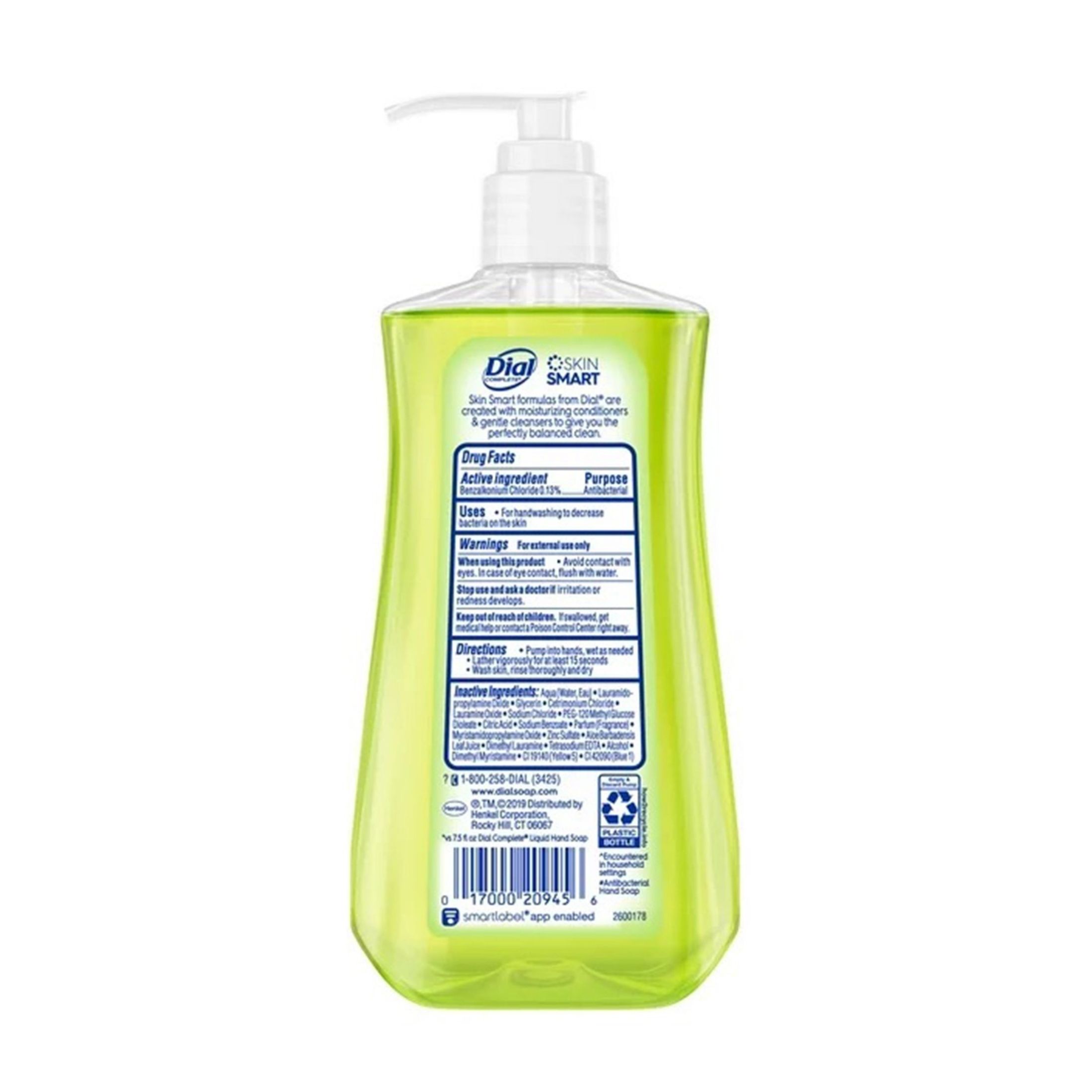 Dial Complete Antibacterial Liquid Hand Soap, Aloe Scent, 11 Fl Oz