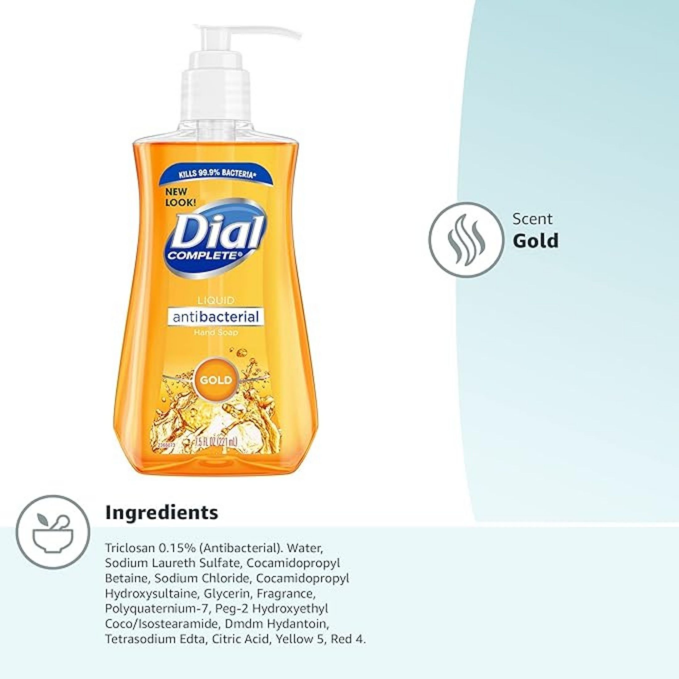 Dial Complete Antibacterial Liquid Hand Soap, Gold, 11 Fl Oz
