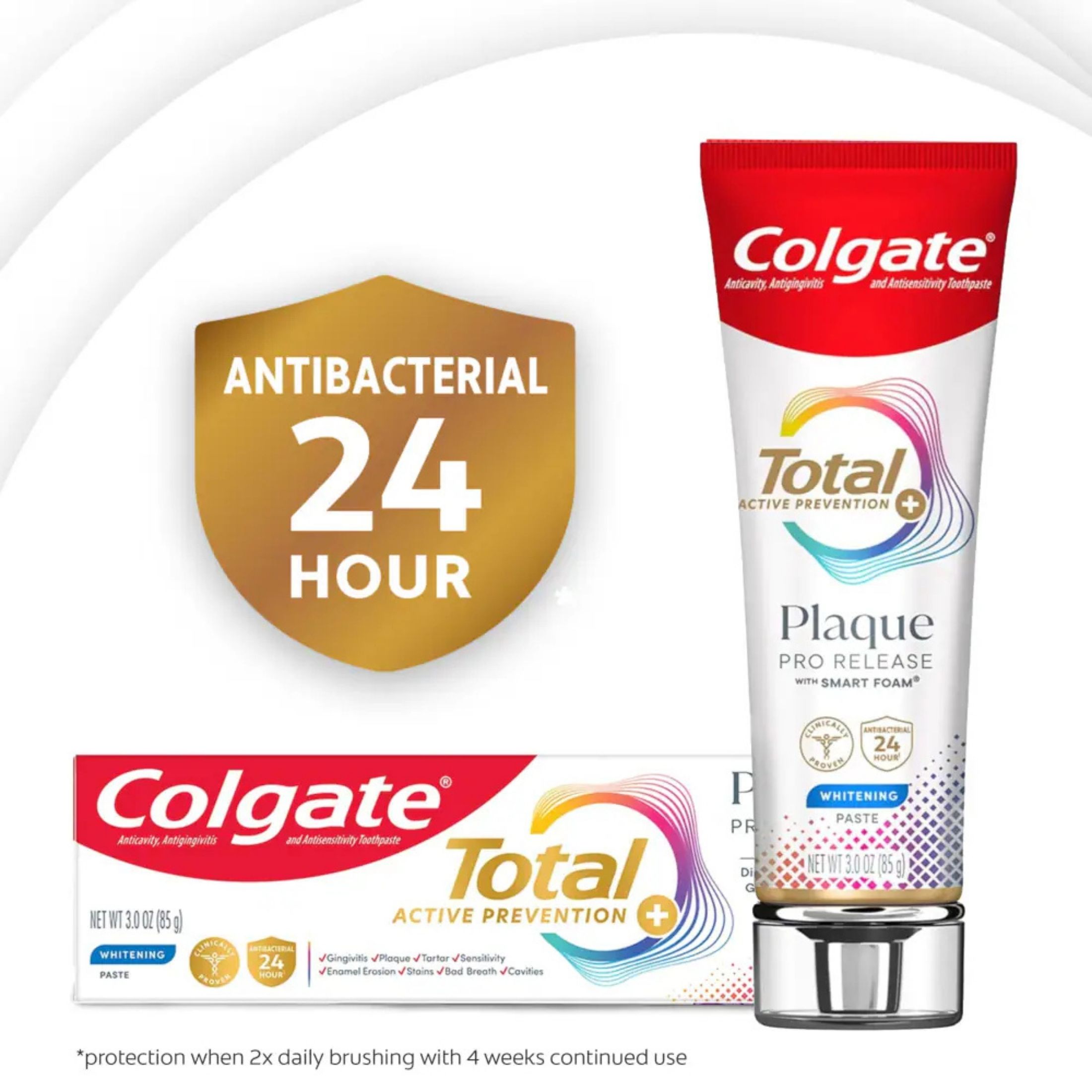 Colgate Total Plaque Pro Release Whitening Toothpaste,3.0 Oz Tube