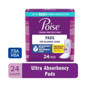 Poise Long Incontinence & Postpartum Pads - 7 Drop Ultra