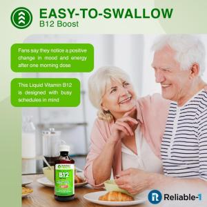 Reliable-1 Laboratories Liquid Vitamin B12 Daily Supplement 1000mcg For Adult Men & Women - Natural Cherry Flavor