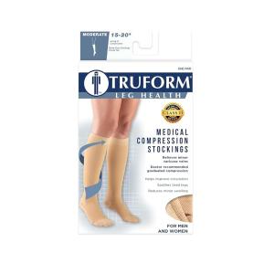 Truform 15-20 mmHg Compression Stockings For Men And Women, Knee High Length, Closed Toe, Black, Large
