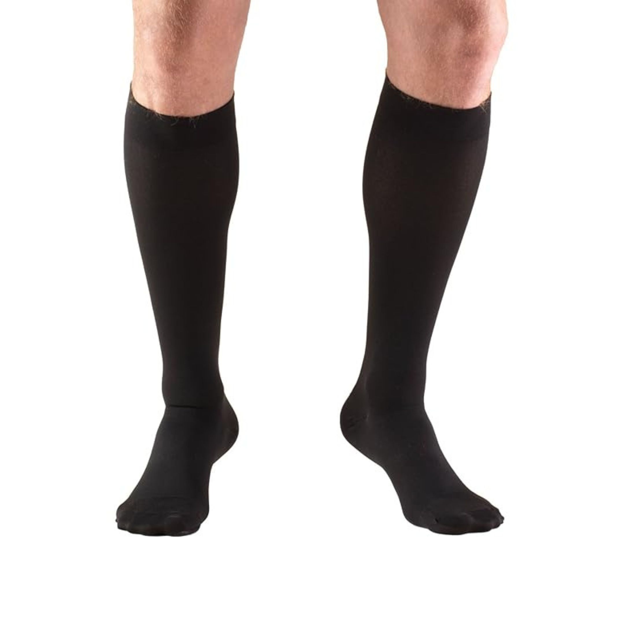 Truform 15-20 mmHg Compression Stockings For Men And Women, Knee High Length, Closed Toe, Black, Large