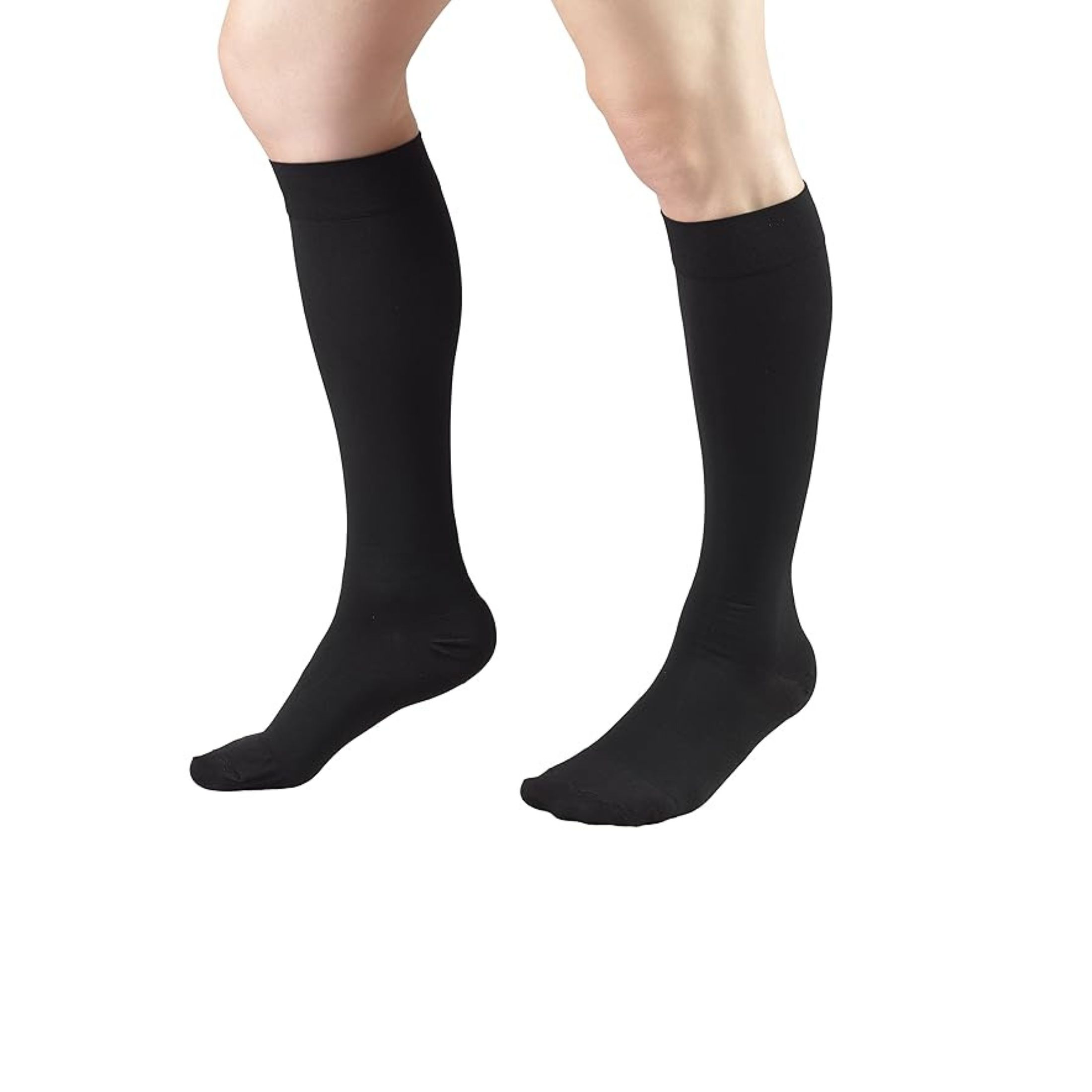 Truform 15-20 mmHg Compression Stockings For Men And Women, Knee High Length, Closed Toe, Black, Large