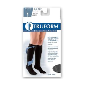 Truform Mens Dress 15-20mmhg Knee-high Socks Black - Medium 1943bl-m