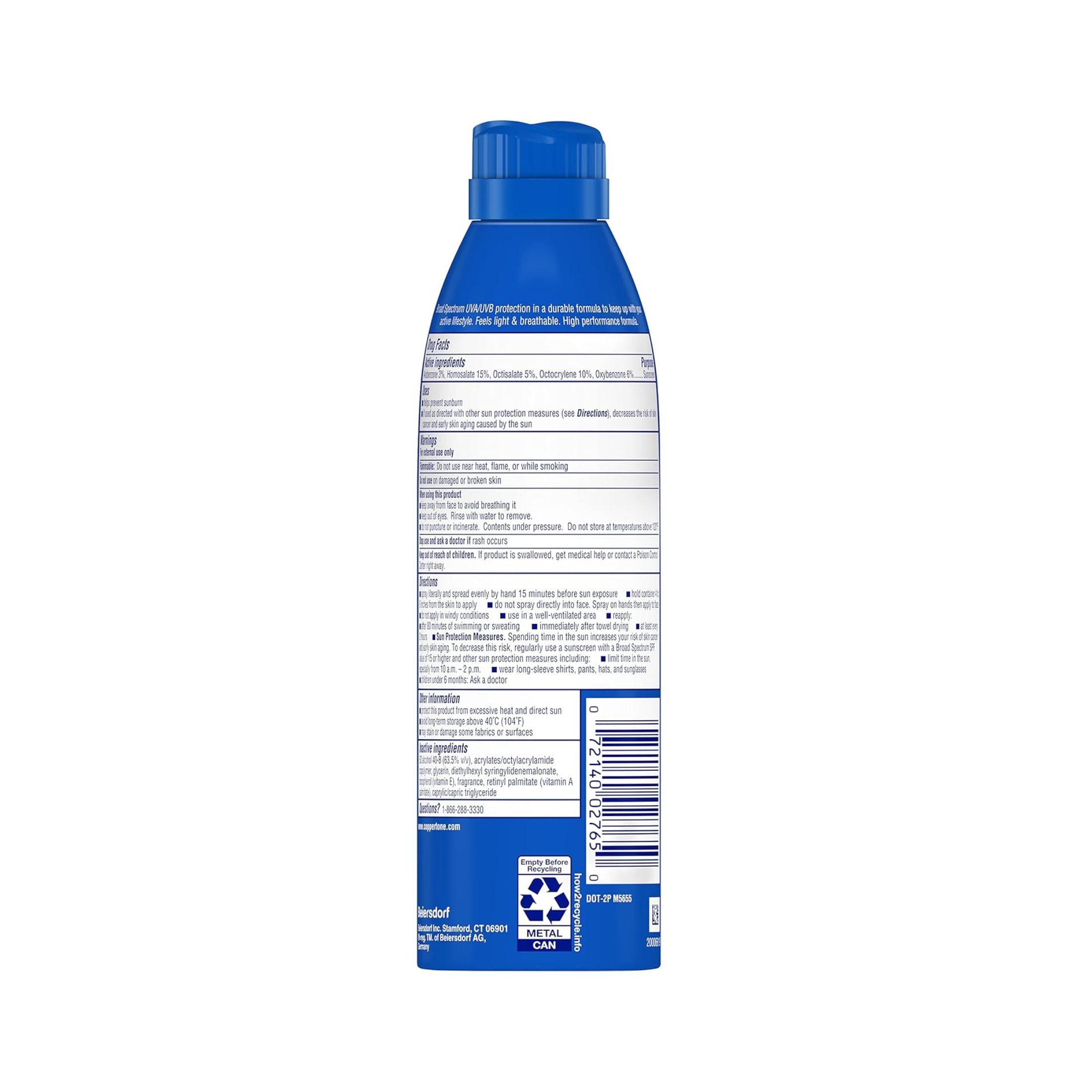 Coppertone Sport Broad Spectrum SPF 70 Sunscreen Spray 5.5 Oz