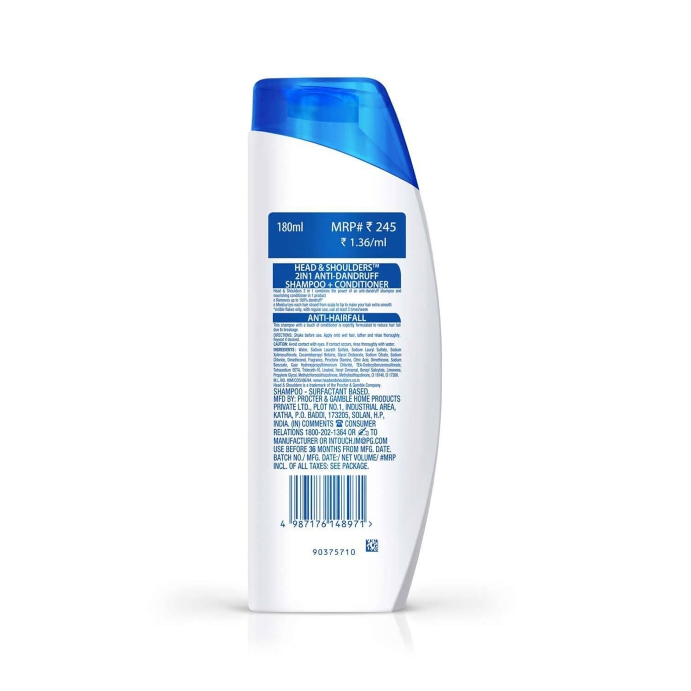 Head & Shoulders 2 In 1 Dandruff Shampoo Conditioner, Smooth Silky, 12.5 Oz