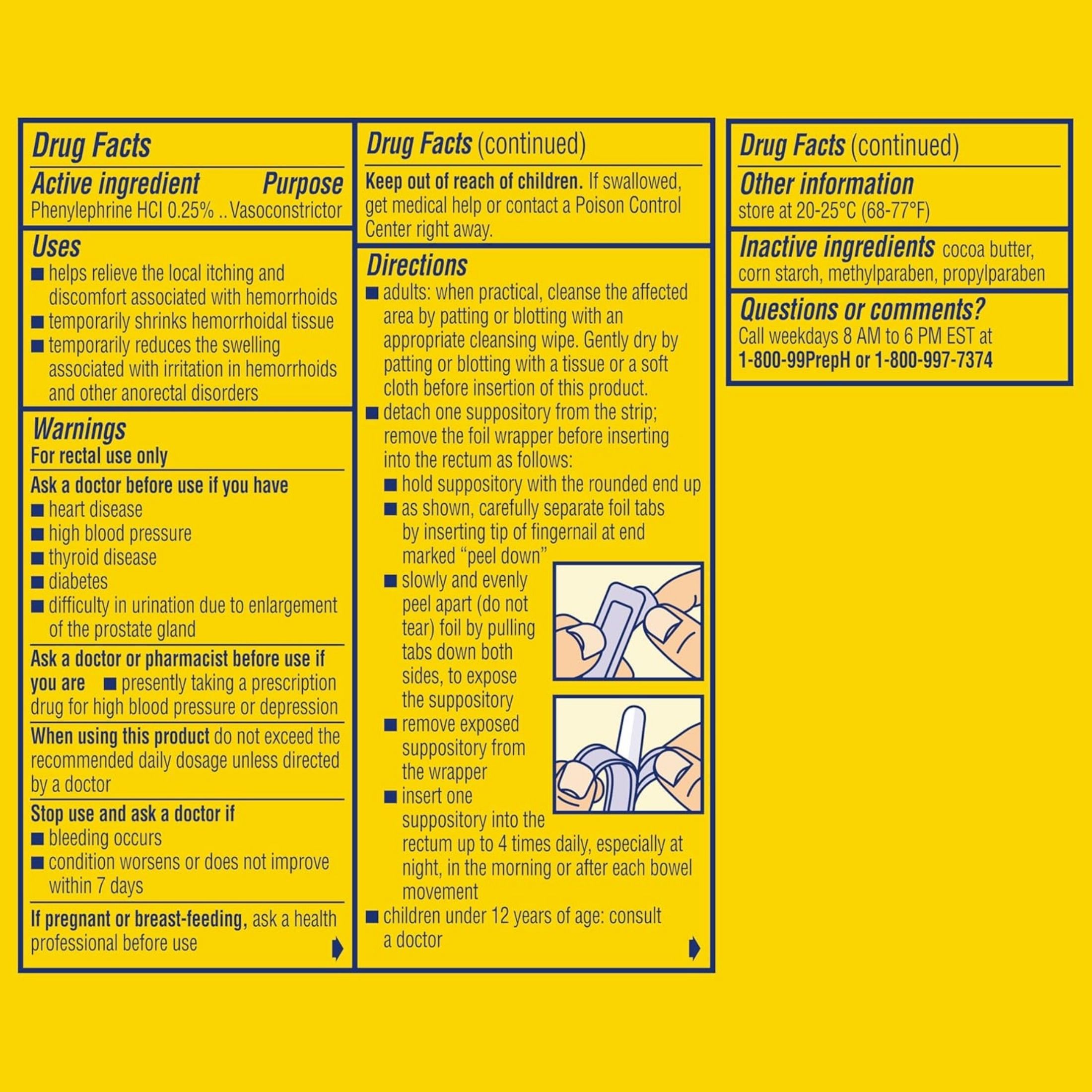 Preparation H Suppositories, Hemorrhoidal