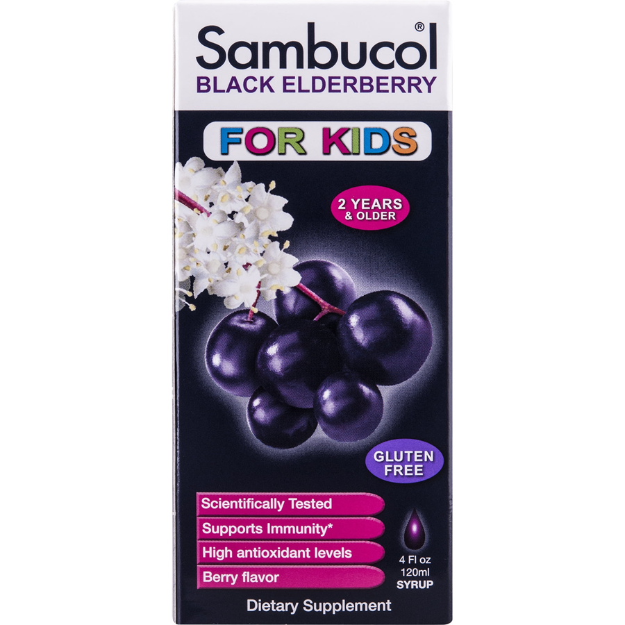 Sambucol Black Elderberry, Berry Flavor, For Kids, Syrup 4 Fl Oz