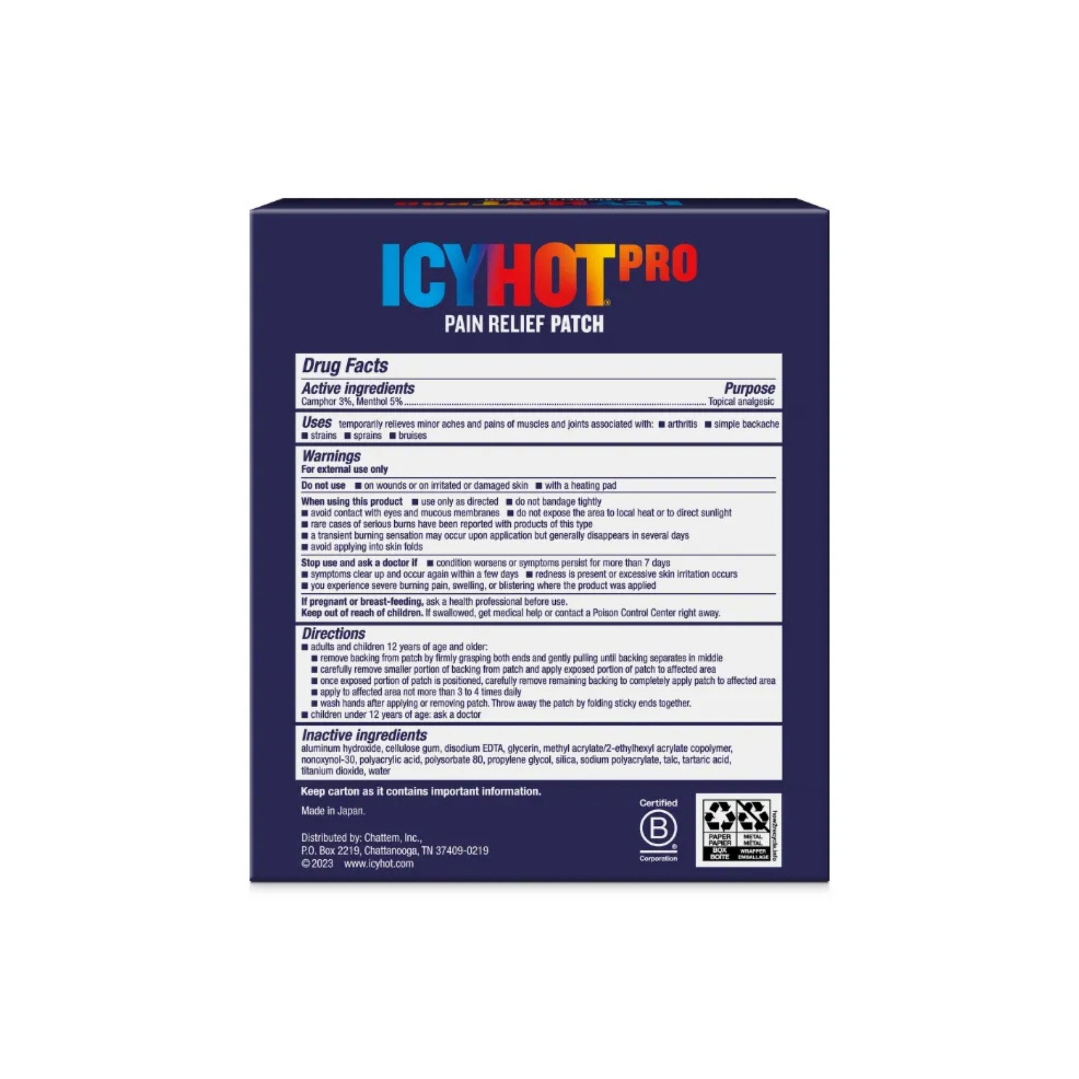 Icy Hot Pro Pain Relief Patch , 5 Patches