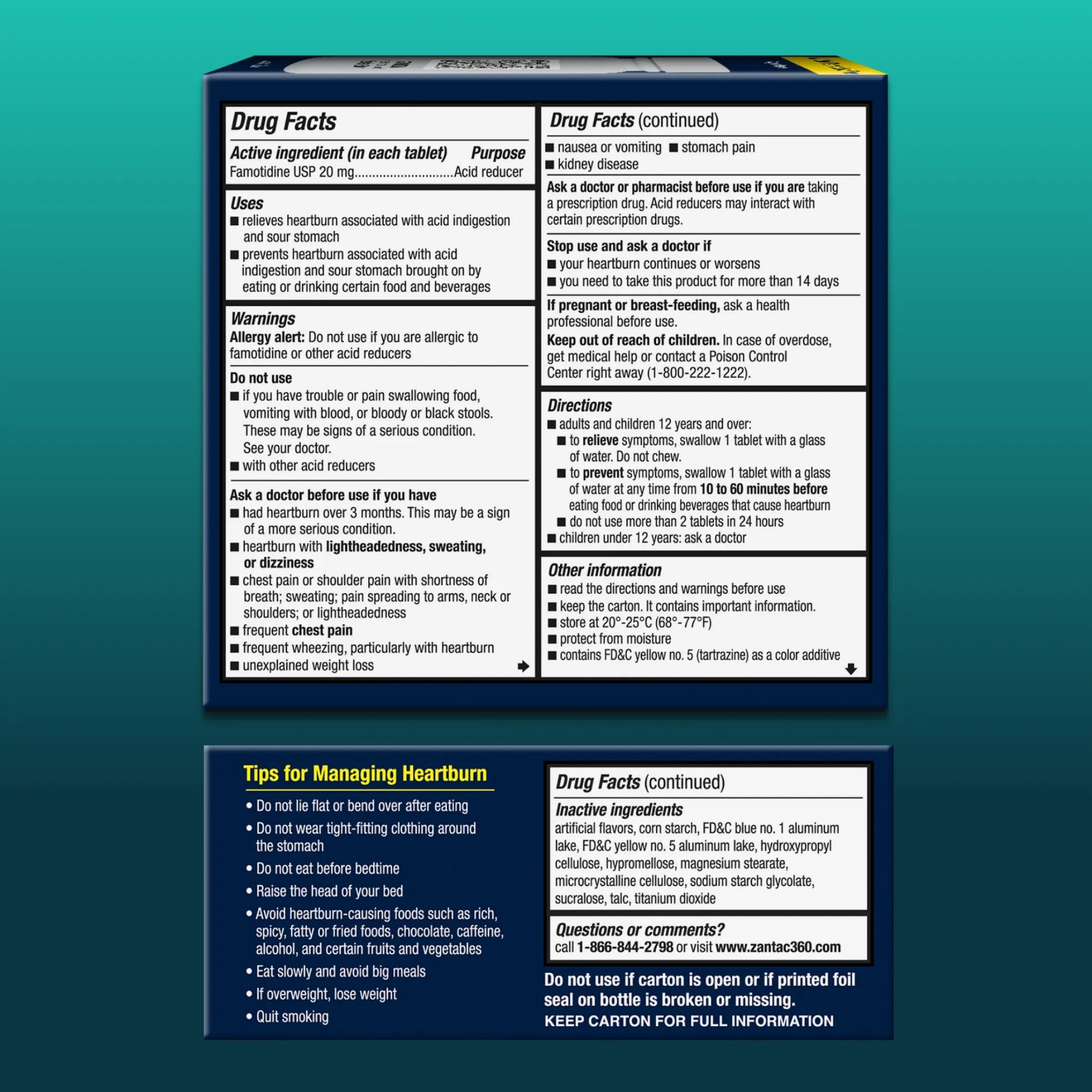 Zantac 360 Acid Reducer, Maximum Strength, 20 Mg, Tablets, Cool Mint